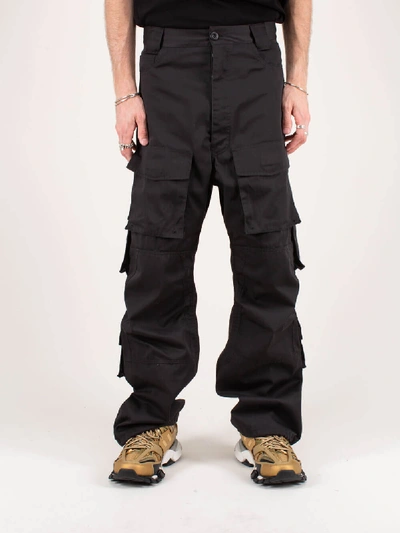 Balenciaga Cotton Gabardine Cargo Pants In Black