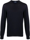 Fedeli Crew-neck Rib-trimmed Jumper In Blue