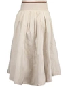 BRUNELLO CUCINELLI Stone Taffeta and Jersey Striped Waistband Skirt