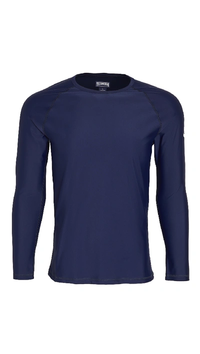 Vilebrequin Long-sleeve Turtle-accented Rash Guard Tee In Blue