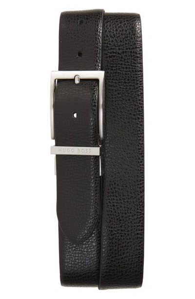 Hugo Boss Reversible Leather Belt With Pin Buckle In Black