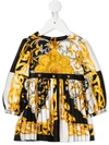 YOUNG VERSACE BAROQUE-PRINT PLEATED DRESS
