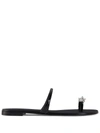Giuseppe Zanotti Leather Flat Sandals In Black