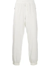 Moncler Mens Ivory Drawstring Two-slip-pockets Wide-leg Relaxed-fit Cotton-blend Trousers In White