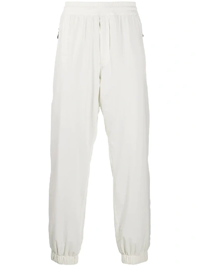 Moncler Mens Ivory Drawstring Two-slip-pockets Wide-leg Relaxed-fit Cotton-blend Trousers In White