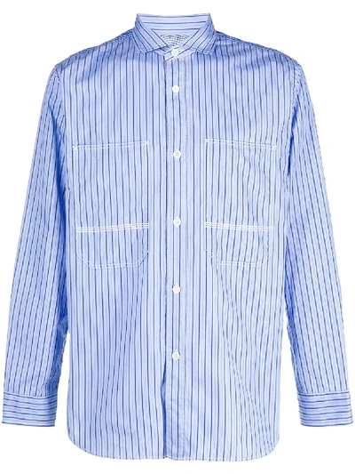 Junya Watanabe Striped Cotton Shirt In Blue