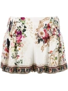 CAMILLA FLORAL FLARED SILK SHORTS