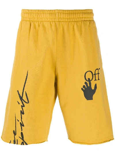 Off-white Arrows Motif Print Track Shorts In Yellow