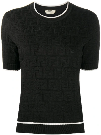 Fendi Ff Intarsia-knit Top In Black