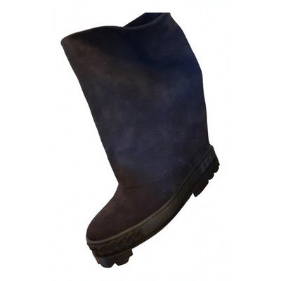 Pre-owned Casadei Blue Suede Boots