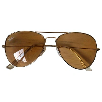 Pre-owned Ray Ban Aviator Gold Metal Sunglasses