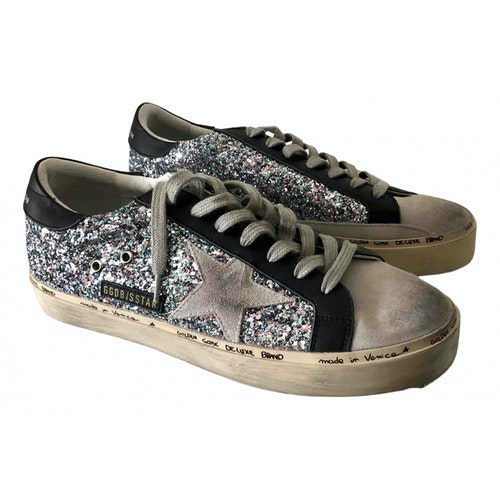 Pre-Owned Golden Goose Hi Star Silver Glitter Trainers | ModeSens
