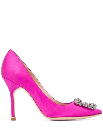 Manolo Blahnik Hangisi 105mm Silk Pumps In Pink