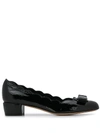Ferragamo Vara Bow Scalloped Leather Pumps