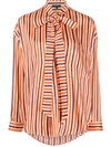 JEJIA STRIPED PUSSY-BOW BLOUSE