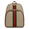Gucci Leather And Webbing-trimmed Monogrammed Coated-canvas Backpack In Beige