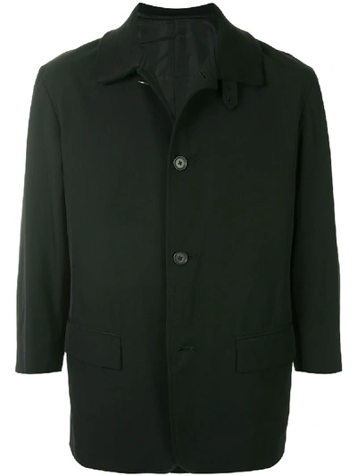 Pre-owned Yohji Yamamoto Knit Collar Buttoned Jacket In Black