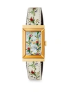 GUCCI MOTHER-OF-PEARL FLORAL LEATHER STRAP WATCH,0400012895686