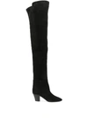 SAINT LAURENT Black Over-the-knee Suede Leather Boots,630897 1NZ00