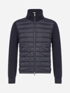 MONCLER QUILTED NYLON AND WOOL-BLEND KNIT CARDIGAN