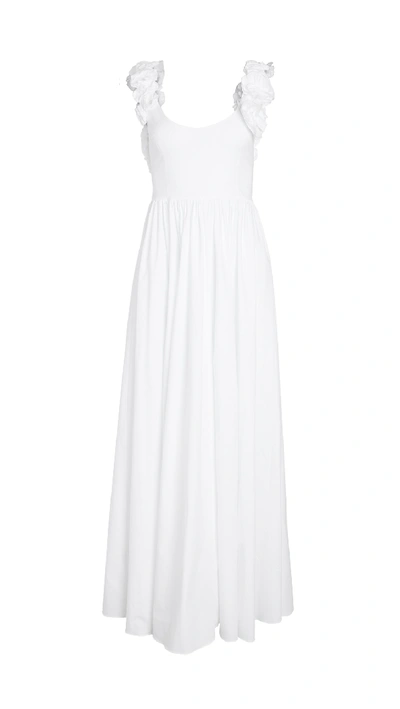 Brock Collection Rosalia Appliquéd Cotton-poplin Maxi Dress In White