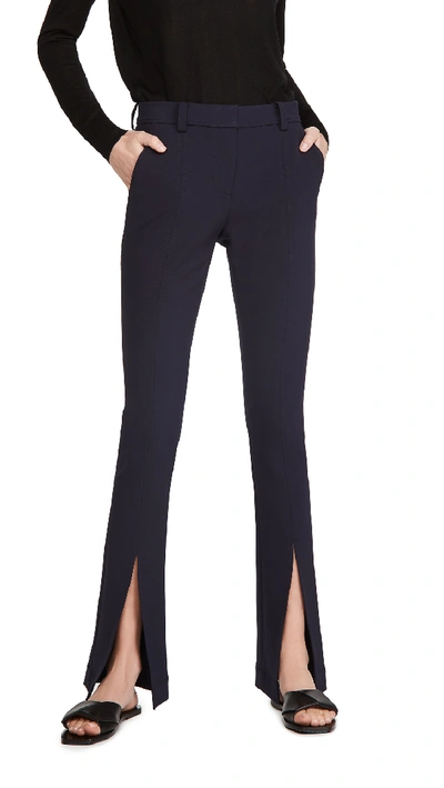 A.l.c Slim-fit Conway Straight-leg Front Slit Trousers In Navy