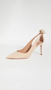 Aquazzura Pink Leather Pumps With Bow Detail In Neutral