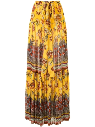 Alexis Erris Floral-print Crepe Maxi Skirt In Yellow