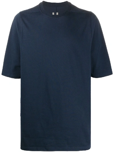 Rick Owens Plain Crew Neck T-shirt In Blue