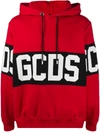 Gcds Band Logo Print Pullover Hoodie In Red