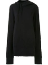 ANN DEMEULEMEESTER DRAWSTRING DRAPED SLEEVES HOODIE