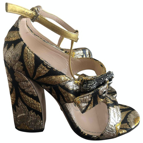 PreOwned Gucci Gold Leather Heels ModeSens