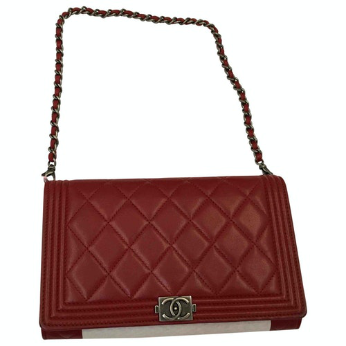 Pre-Owned Chanel Wallet On Chain Red Leather Handbag | ModeSens