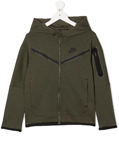 Nike Kids' Logo-print Zipped Hoodie In Green