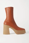 Stella Mccartney Vegetarian Leather Platform Ankle Boots In Beige