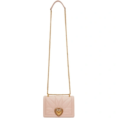 Dolce & Gabbana Large Devotion Bag In Quilted Nappa Leather In Pink