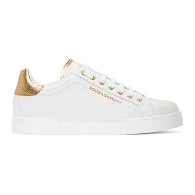 Dolce & Gabbana Dolce And Gabbana White Dauphine Sneaker In White,gold