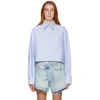 R13 R13 BLUE OVERSIZED CROPPED SHIRT