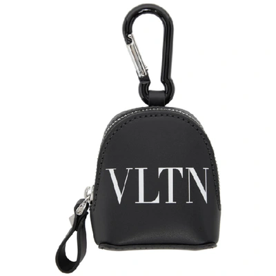 Valentino Garavani Valentino Black  Vltn Bag Charm Keychain In 0no Nero/bi