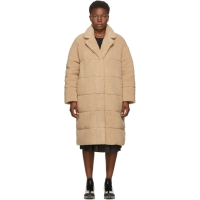 Moncler Reversible Beige Down Sherpa Bagaud Coat In Neutrals