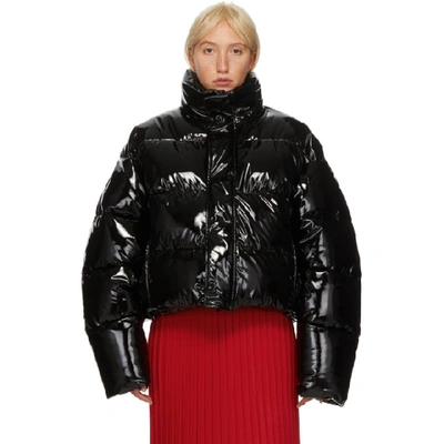 Balenciaga Black Shiny Cropped Puffer Jacket