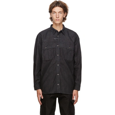 Givenchy Logo Patch Denim Shirt In Black