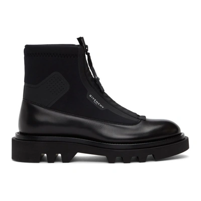 Givenchy Leather And Neoprene Combat Boots In Black