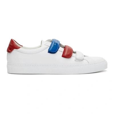 Givenchy White & Red Velcro Urban Knots Sneakers In 982-blue/re