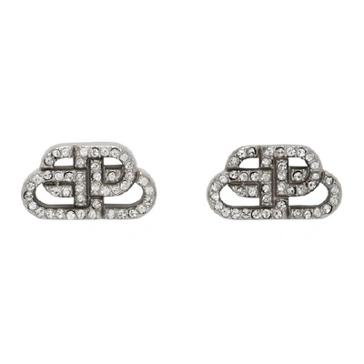 Balenciaga Silver Xs Bb Stud Earrings In 7155 Silver