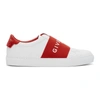 Givenchy White & Red Elastic Urban Street Sneakers