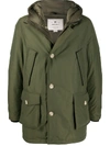 Woolrich Padded Button Jacket In Green