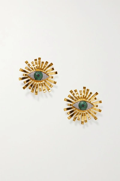 Begüm Khan All Eyes On You Gold-plated Crystal Clip Earrings