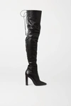 SAINT LAURENT MOON LACE-UP LEATHER OVER-THE-KNEE BOOTS