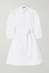ACHEVAL PAMPA + NET SUSTAIN YEGUA BELTED LACE-TRIMMED STRETCH-COTTON POPLIN DRESS